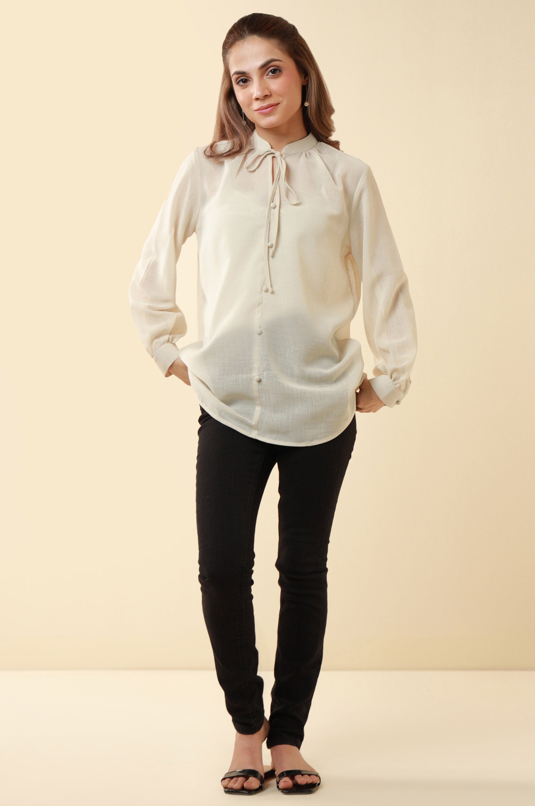 Zeen Western Slub Georgette Top